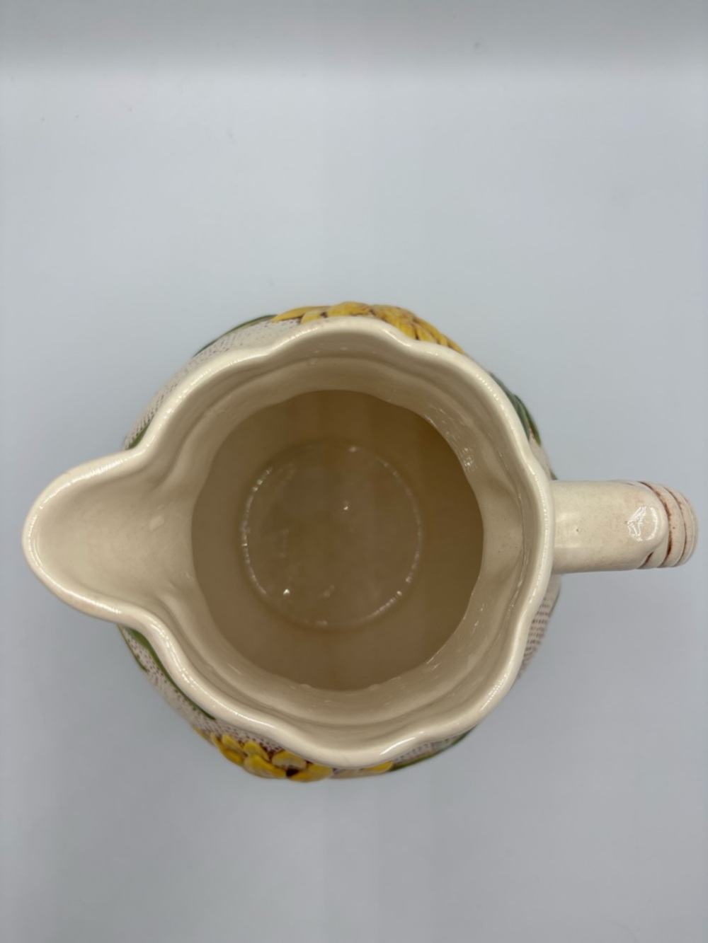 Samuel Lear Pond Lily & Rope Pattern Majolica Pitcher Rope Handle Reproduction - Picture 7 of 7